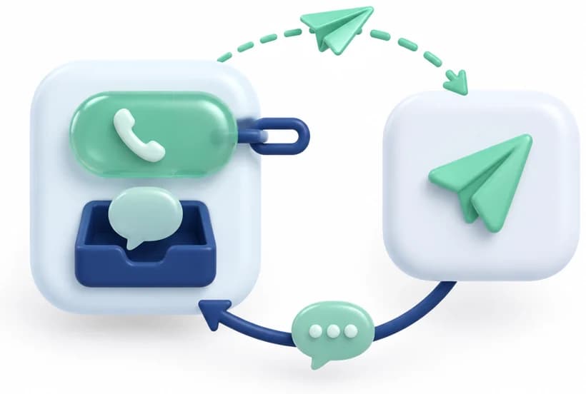 A WhatsApp number tethered to the workspace that owns it, while another workspace sends from it and the replies return to the owner’s inbox